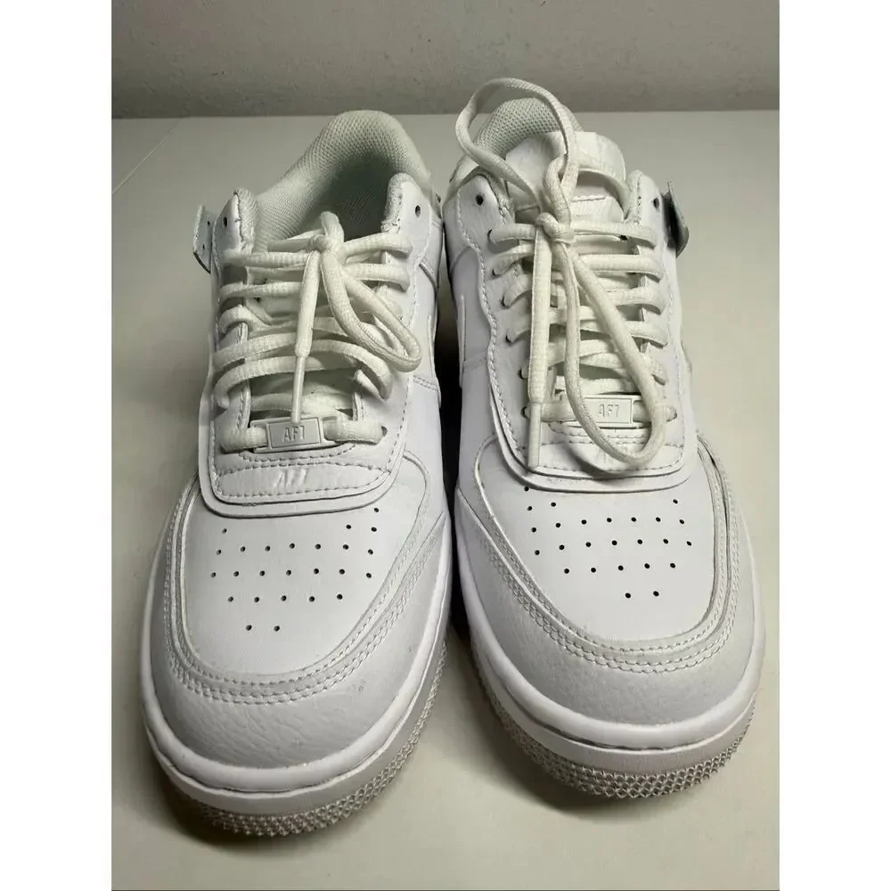 NIKE Women’s Air Force 1 Shadow Sneakers Triple White Size 9,5 US